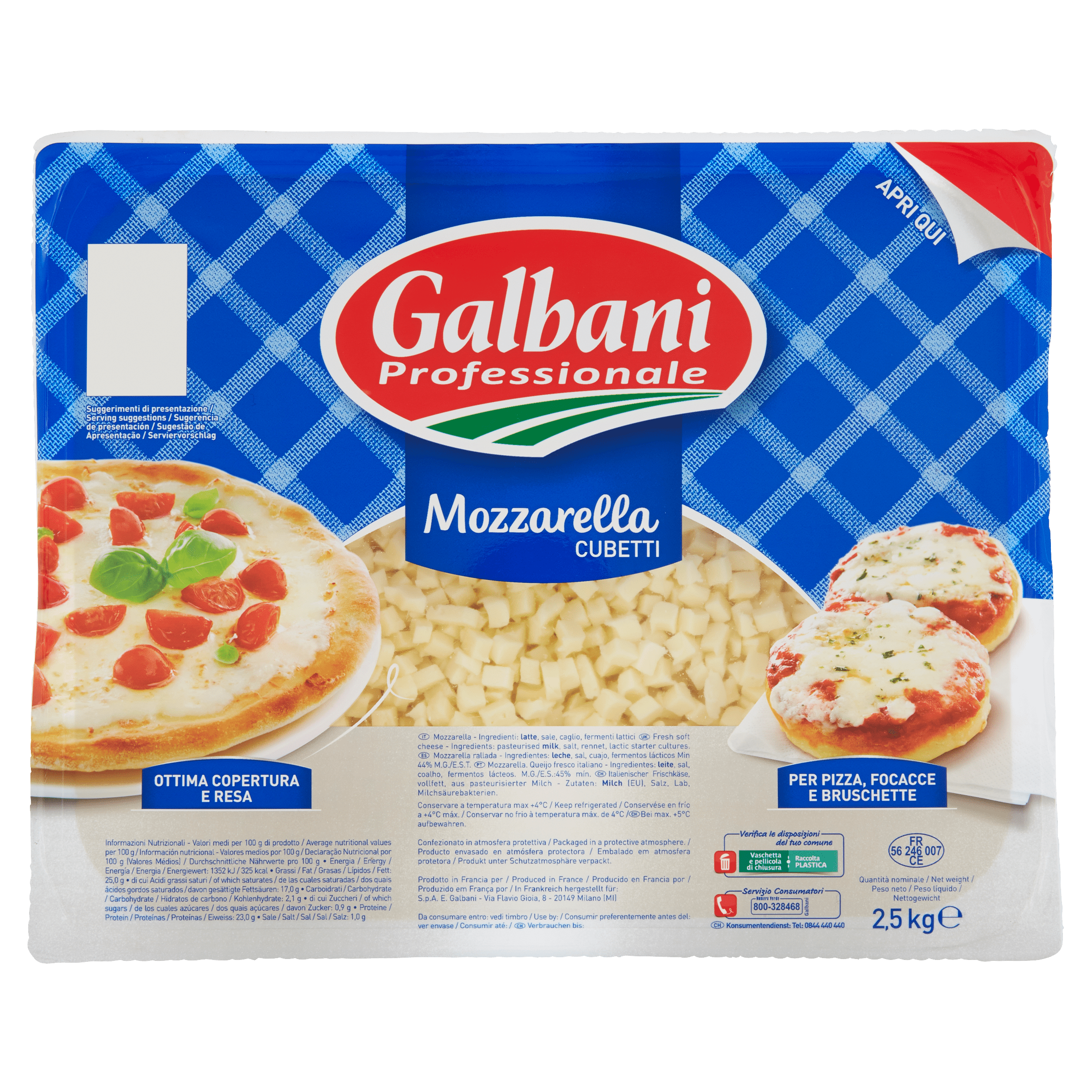 Galbani Professionale Mozzarella Cubetti 2,5 kg