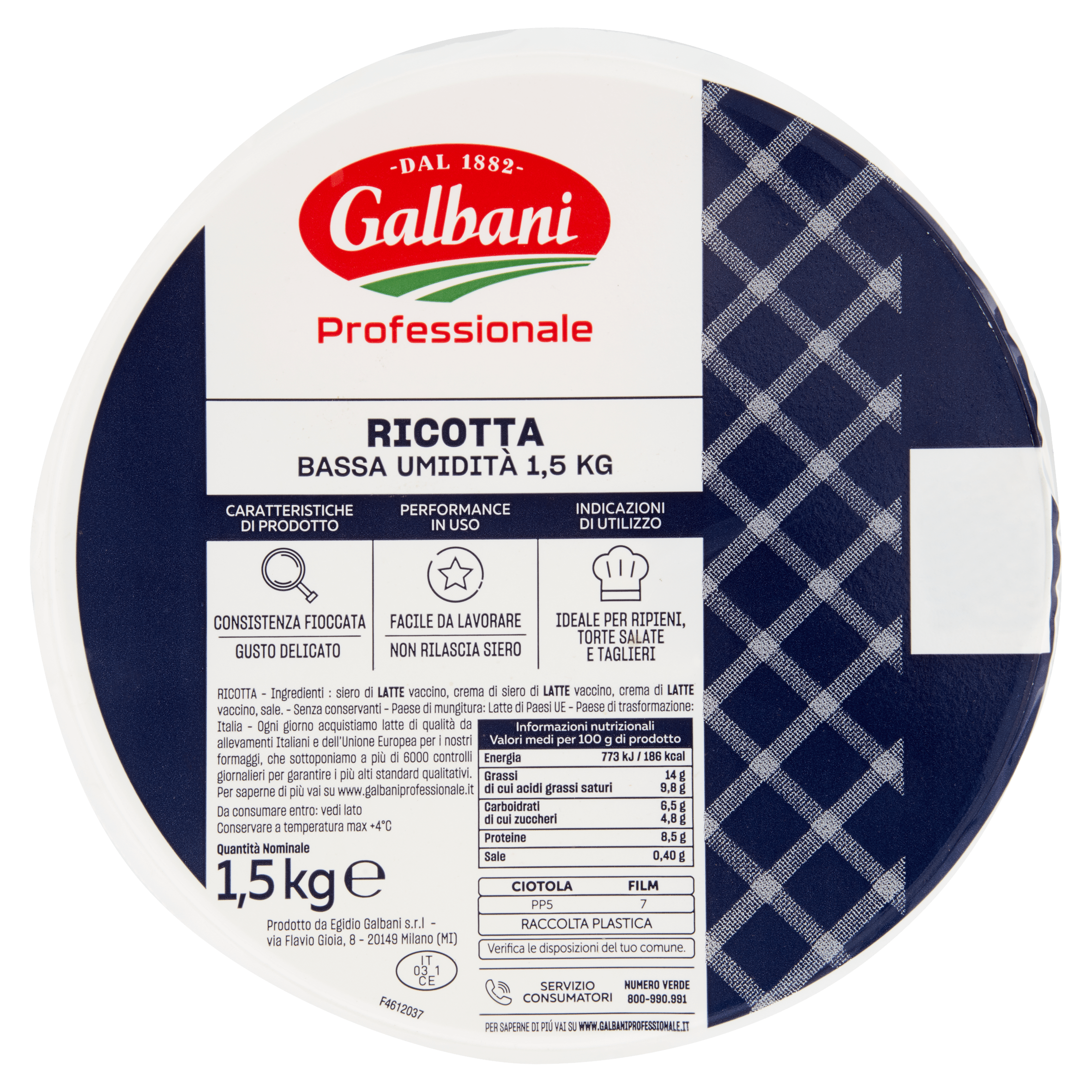 Galbani Professionale Ricotta Bassa Umidità 1,5 kg