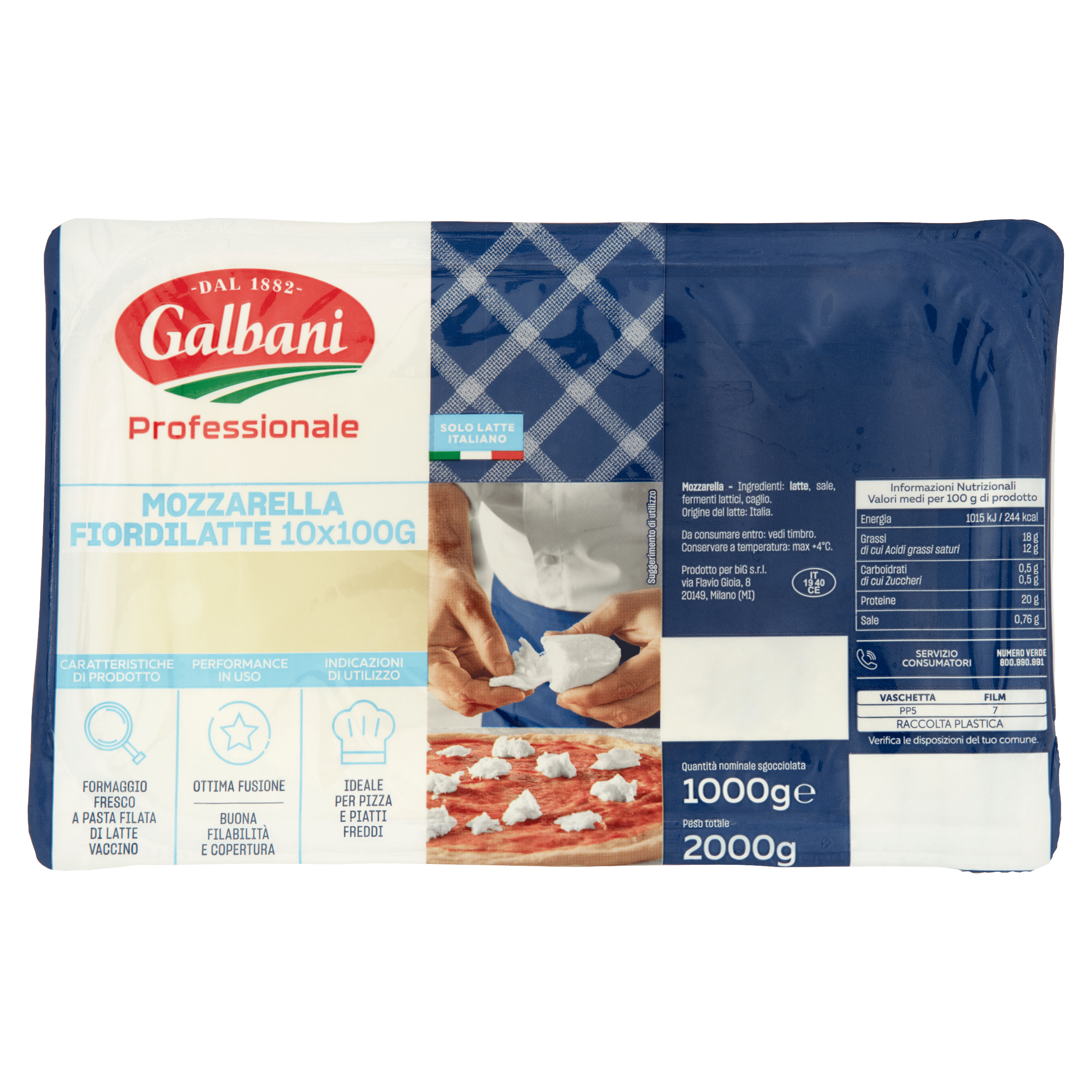 Galbani Professionale Mozzarella Fiordilatte 10 x 100 g