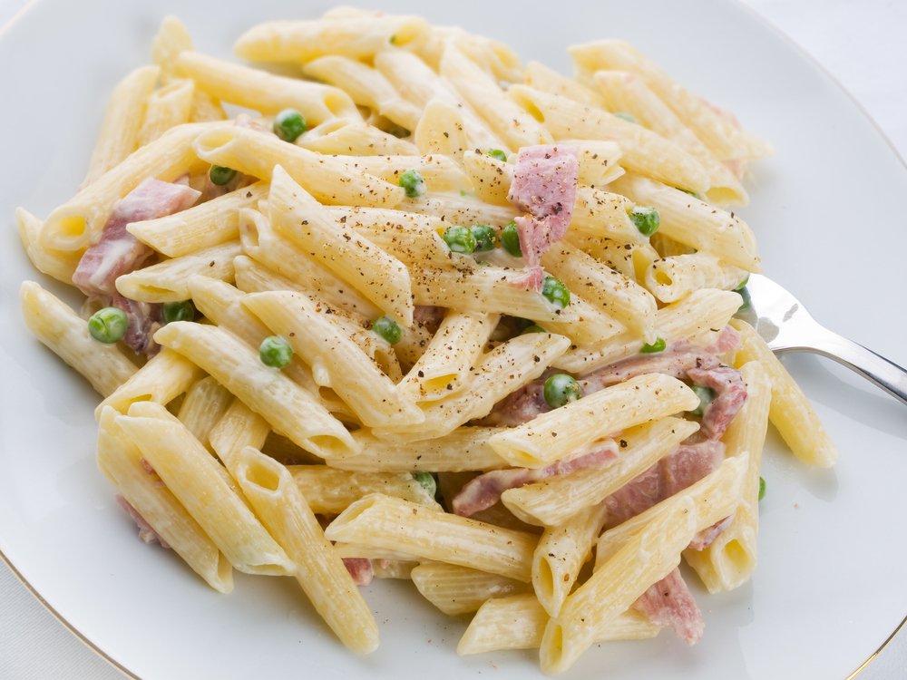 Pasta piselli e prosciutto cotto